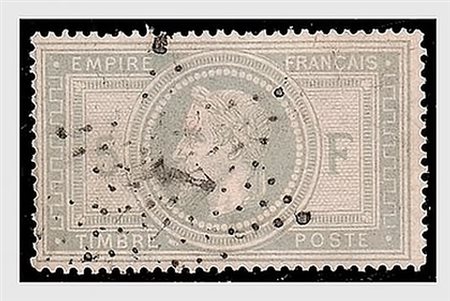 FRANCIA - 1869, Napoleone laureato 5 f. grigio azzurro (33a). (Em. Diena,...