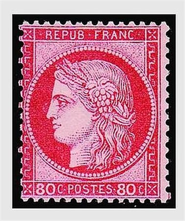 FRANCIA - 1872, Cerere, 80 c.rosa (57) (A. Diena).(GOMMA ORIGINALE)