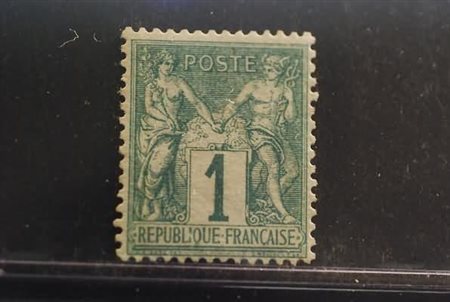FRANCIA - 1876, Sage 1 c. verde (61).(GOMMA ORIGINALE)
