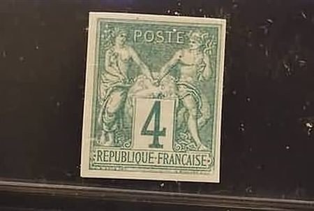 FRANCIA - 1876-81, Sage, 4 c. verde (63) non dentellato.(GOMMA ORIGINALE)