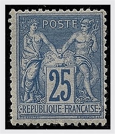 FRANCIA - 1876, Sage, 25 c. oltremare (78).(GOMMA ORIGINALE)