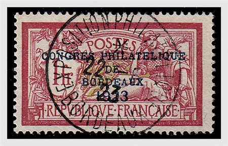 FRANCIA - 1923, Congresso di Bordeaux, 1 fr. vinaceo e oliva (182)....
