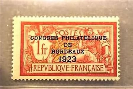 FRANCIA - 1923, Congresso filatelico di Bordeaux 1 f. (+ 2 f.) (182)....