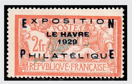 FRANCIA - 1923, Le Havre 2 f. (+5 f.) (257A).(GOMMA ORIGINALE)
