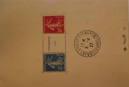 FRANCIA - 1927, Foglietto Strasburgo (2) con annullo sul bordo. Freschezza da...