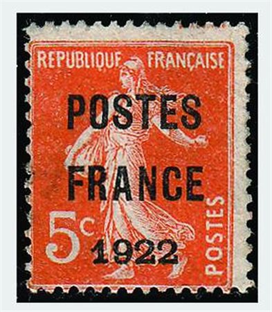 FRANCIA - 1920-22, Preannullati, 5 c. arancio soprastampa "POSTES PARIS 1922"...