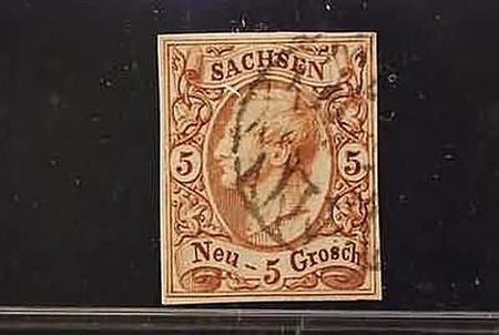 ANTICHI STATI TEDESCHI - 1856, SASSONIA, 5 n. rosso bruno (11c). (A....