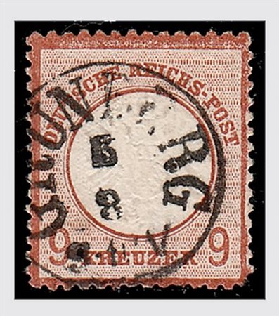 GERMANIA IMPERO E REICH - 1872, Scudo grande, 9 k.bruno (24). (A. Diena).(USATO)