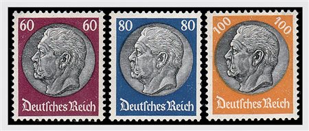 GERMANIA IMPERO E REICH - 1932-33, Hindenburg, 21 valori cpl. (441/61)....