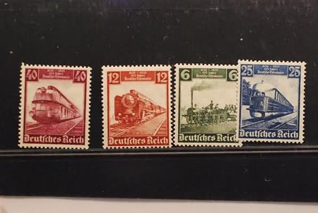 GERMANIA IMPERO E REICH - 1935, Centenario ferrovie 4 valori cpl....