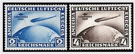 GERMANIA IMPERO E REICH - 1930, Posta aerea, "Sudamerika Fahrt" 2 valori cpl....