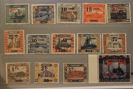 AREA TEDESCA - 1921, SARRE, soprastampati 14 valori cpl. (69/82). Molto...