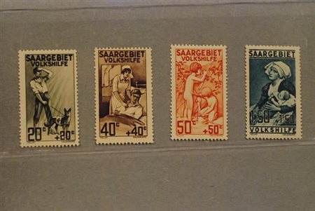 AREA TEDESCA - 1926, SARRE, Pro opere di previdenza 4 valori cpl....