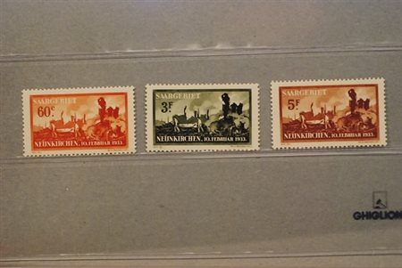 AREA TEDESCA - 1933, SARRE, Pro Vittime 3 valori cpl. (162/64).(GOMMA INTEGRA)