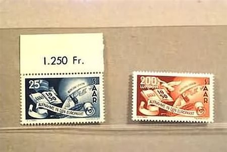 AREA TEDESCA - 1950, SARRE, Ammissione al Consiglio d'Europa 2 valori cpl....