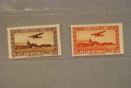 AREA TEDESCA - 1932, SARRE, Posta aerea, Aerodromo di Sarrebruck, 2 valori...