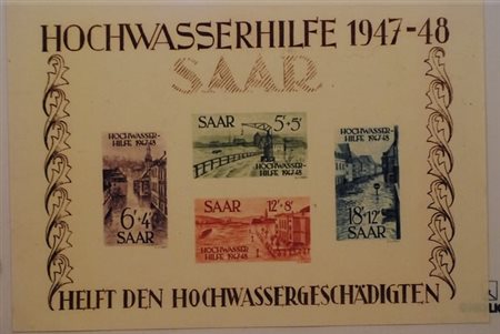 AREA TEDESCA - 1948, SARRE, Foglietto Pro Inondati (1).(GOMMA INTEGRA)