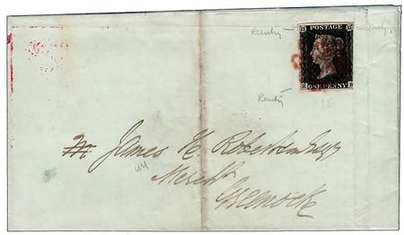 GRAN BRETAGNA - 1840, 1 p. nero (1), lettere H-B, su lettera da Glasgow per...