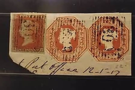 GRAN BRETAGNA - 1848, Embossed, 10 p. bruno rosso (6) 2 esemplari, rifilati...