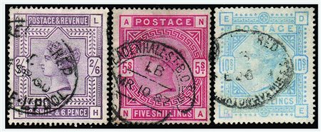 GRAN BRETAGNA - 1883-84, Vittoria, alti valori, 2,6 violetto, 5 s.carminio,...