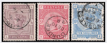 GRAN BRETAGNA - 1883-84, Vittoria, alti valori (86/88).(USATO)