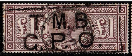 GRAN BRETAGNA - 1884, Vittoria, 1 sterlina bruno lilla, filigrana tre corone,...