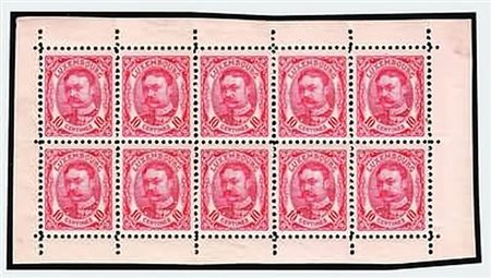 LUSSEMBURGO - 1906, Guglielmo IV 10 c. (74) in foglio di 10. Fresco. (Cert....