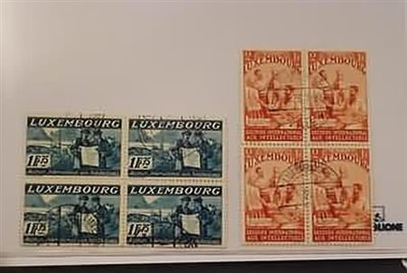 LUSSEMBURGO - 1935, Pro Intellettuali, 2 valori (268,269) in quartine...