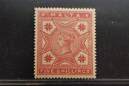 MALTA - 1886, Vittoria 5 s. rosa (11).(GOMMA INTEGRA)
