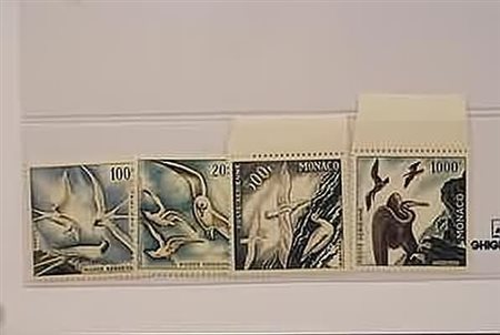 MONACO - 1955, Posta aerea, Uccelli, dent.11, 4 valori cpl. (55/58). Da...