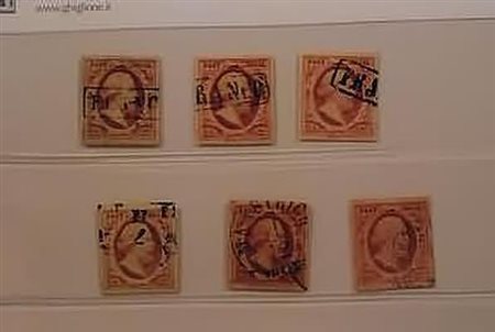 OLANDA - 1852, Guglielmo III 10 c. rosa carminio (2) lotto di 6...