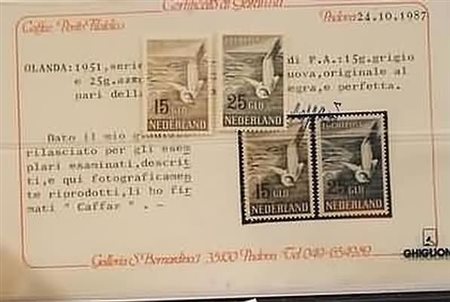OLANDA - 1951, Posta aerea, Gabbiano 2 valori cpl. (12/13). (Sorani. Cert....