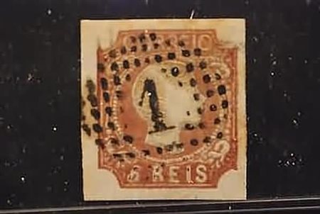 PORTOGALLO - 1856, Pietro V 5 r. bruno giallo (9). Da esaminare.(USATO)