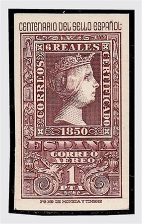 SPAGNA - 1950, Posta aerea, Centenario del francobollo spagnolo 4 valori cpl....