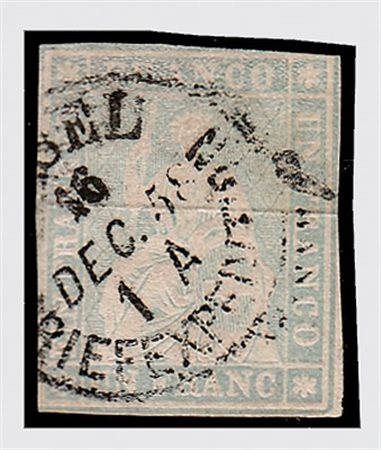 SVIZZERA - 1855-57, Strubel 1 f. grigio violetto (Unif. 31d - Zumstein 27D)....