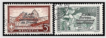 SVIZZERA - 1924-27, Servizio, S. d. N. Bureau International du Travail 18...