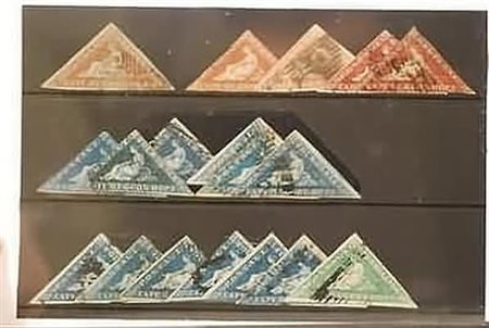 COLONIE INGLESI - 1853-63, CAPE OF GOOD HOPE, lotto di 18 triangolari (5 da 1...