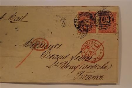 COLONIE INGLESI - 1872, GUIANA BRITANNICA, 8 c. rosa (S.G.95) coppia su...