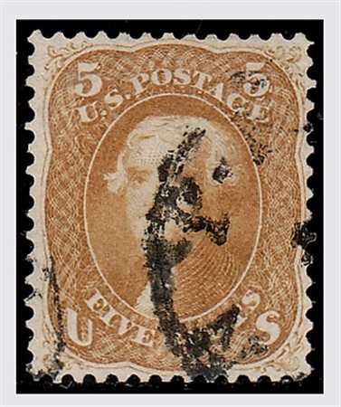 STATI UNITI - 1861, Jefferson, 5 c. bruno giallo (23a)....