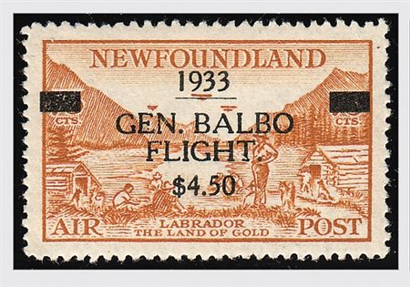 TERRANOVA - 1933, Posta aerea Balbo soprastampato "GEN. BALBO/FLIGHT/$ 4,50"...
