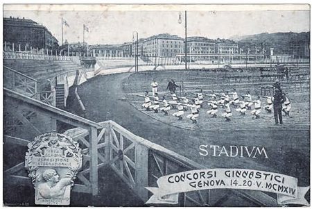 CARTOLINE - 1914, GENOVA, Concorsi Ginnastici allo STADIUM, nuova.(GOMMA...