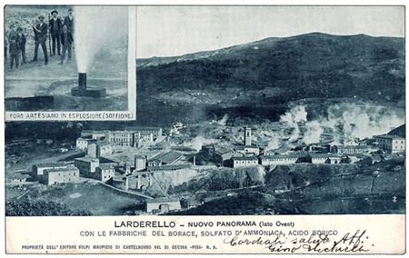 CARTOLINE - 1906, LARDARELLO. Panorama con le fabbriche del Borace, Solfato...