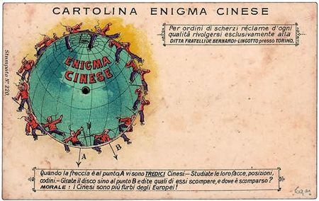 CARTOLINE - ENIGMA CINESE, cartolina con giochino, primi del '900.(LETTERA)