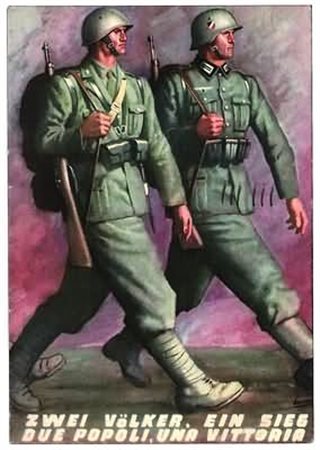 CARTOLINE - 1941-43, ILLUSTRATORI Boccasile "Due popoli/Zwei Volker" due...