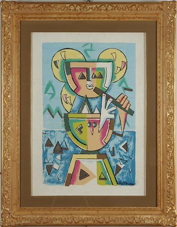 KODRA IBRAHIM (1918 - 2006) Firma in basso a destra. Olio su faesite Cm 50x70