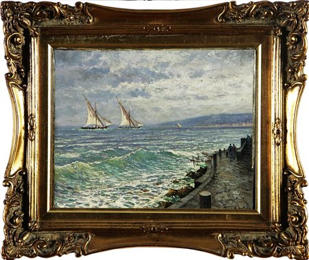 PRATELLA ATTILIO Firma in basso a destra. Olio su tela Cm 22,5x18,5