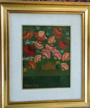 Domenico Serengay "Fiori Fiamminghi" 1983 acrilici su tela cm 27x21 Opera...