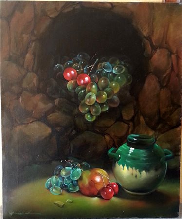 Felice Bossone "Natura morta" 1991 olio su tela cm 60x50 Autentica Galleria...