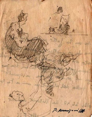 Pietro Annigoni "Studio per dipinto" disegno su carta cm 13x11.ca. Autentica...