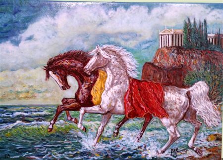 Giovan Francesco Gonzaga "Corsieri di Achille" Serigrafia polimaterica su...